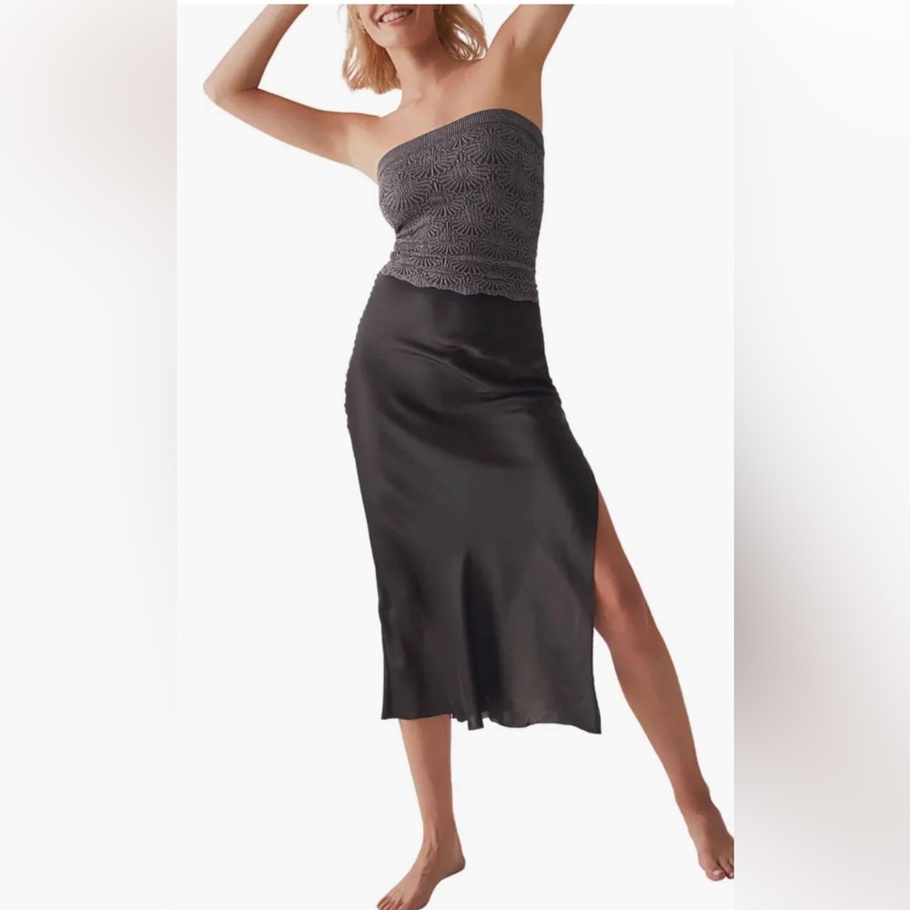 Free People Love Letter Jacquard Tube Top Olive Green NWT XS/S
